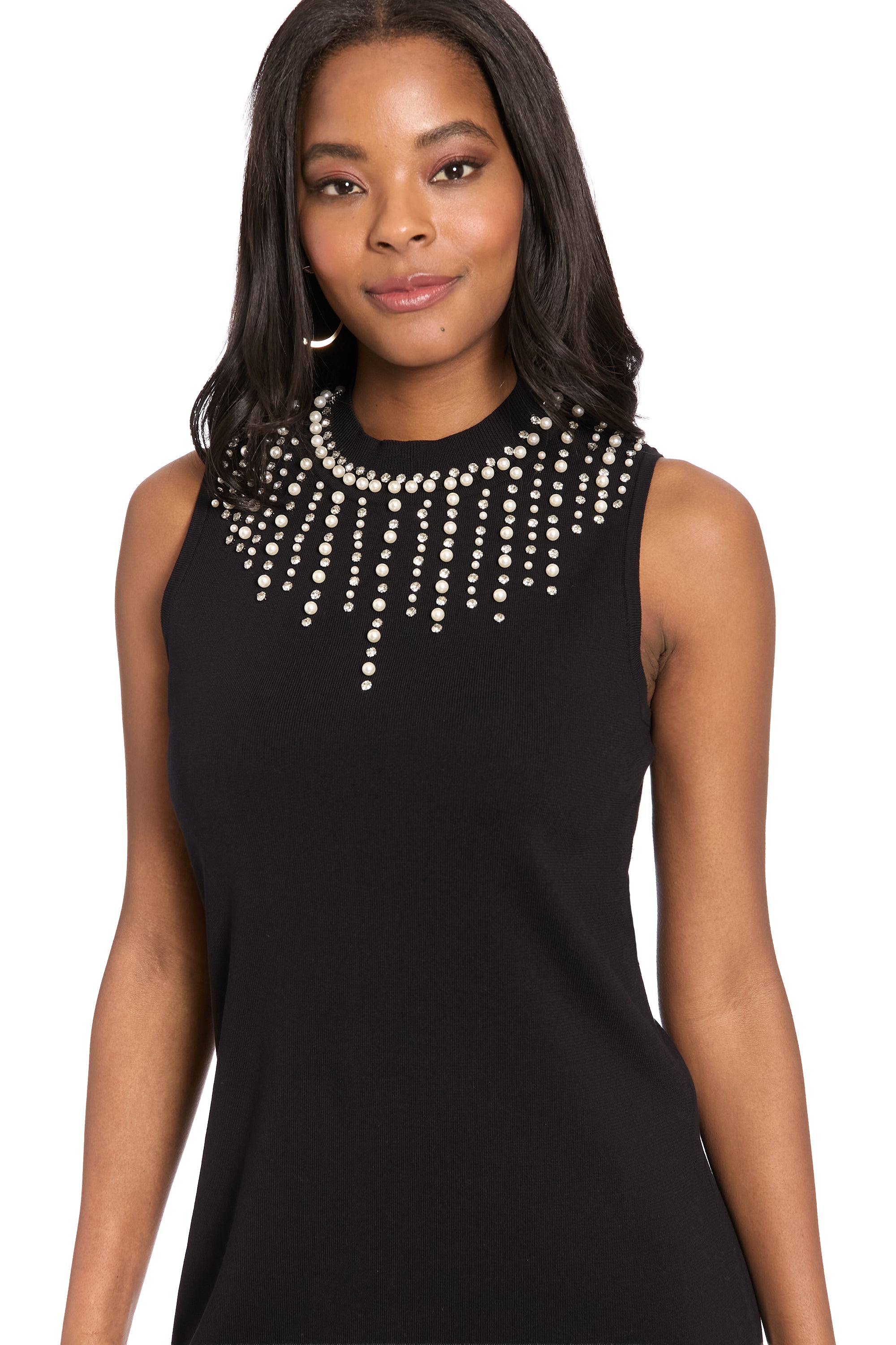 Della Beaded Mock Neck Sweater Dress