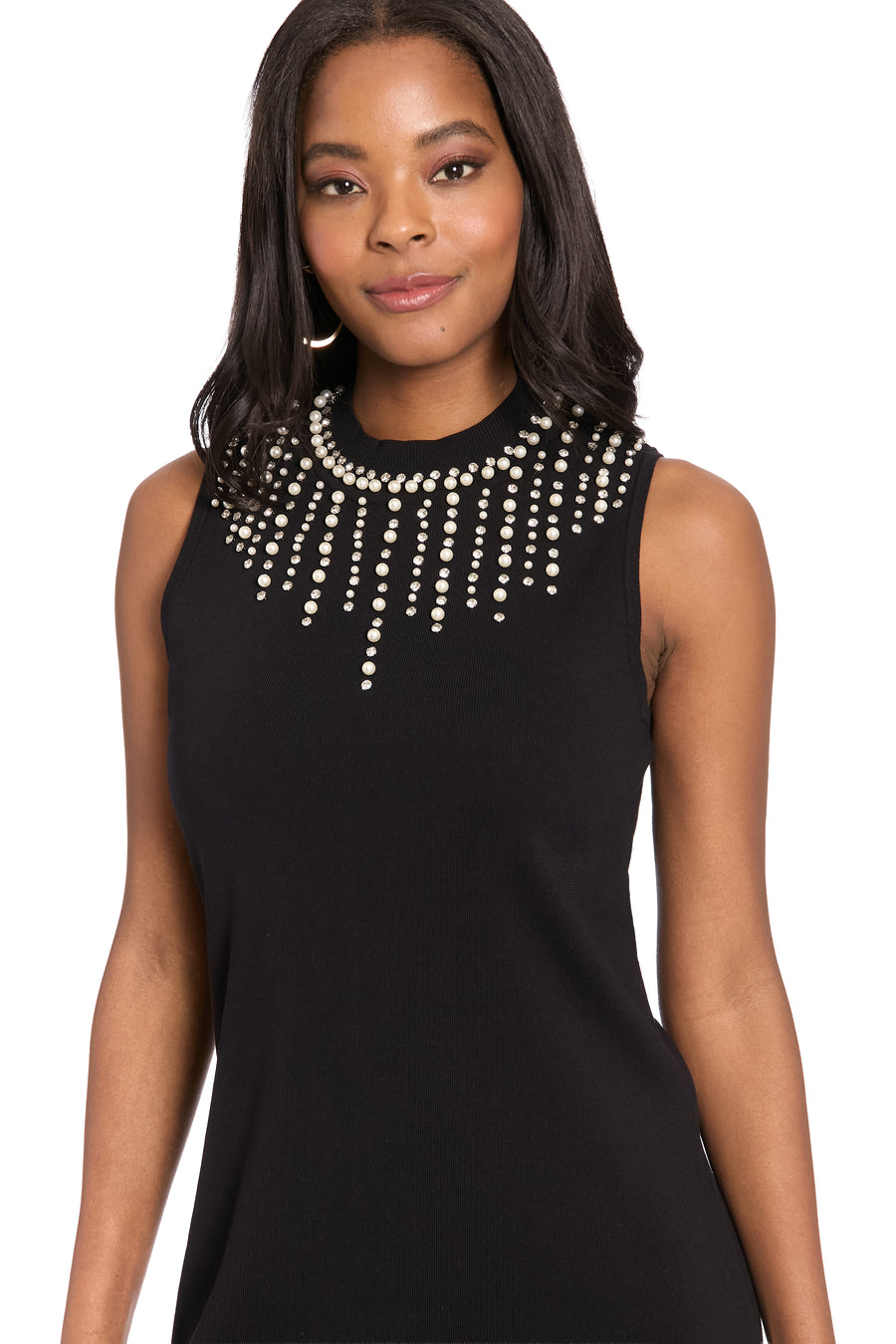 Della Beaded Mock Neck Sweater Dress