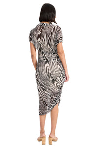 Bev Mesh Asymmetrical Ruched Midi