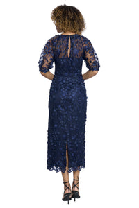 Marigold Dress Textured 3D Embroidered Midi