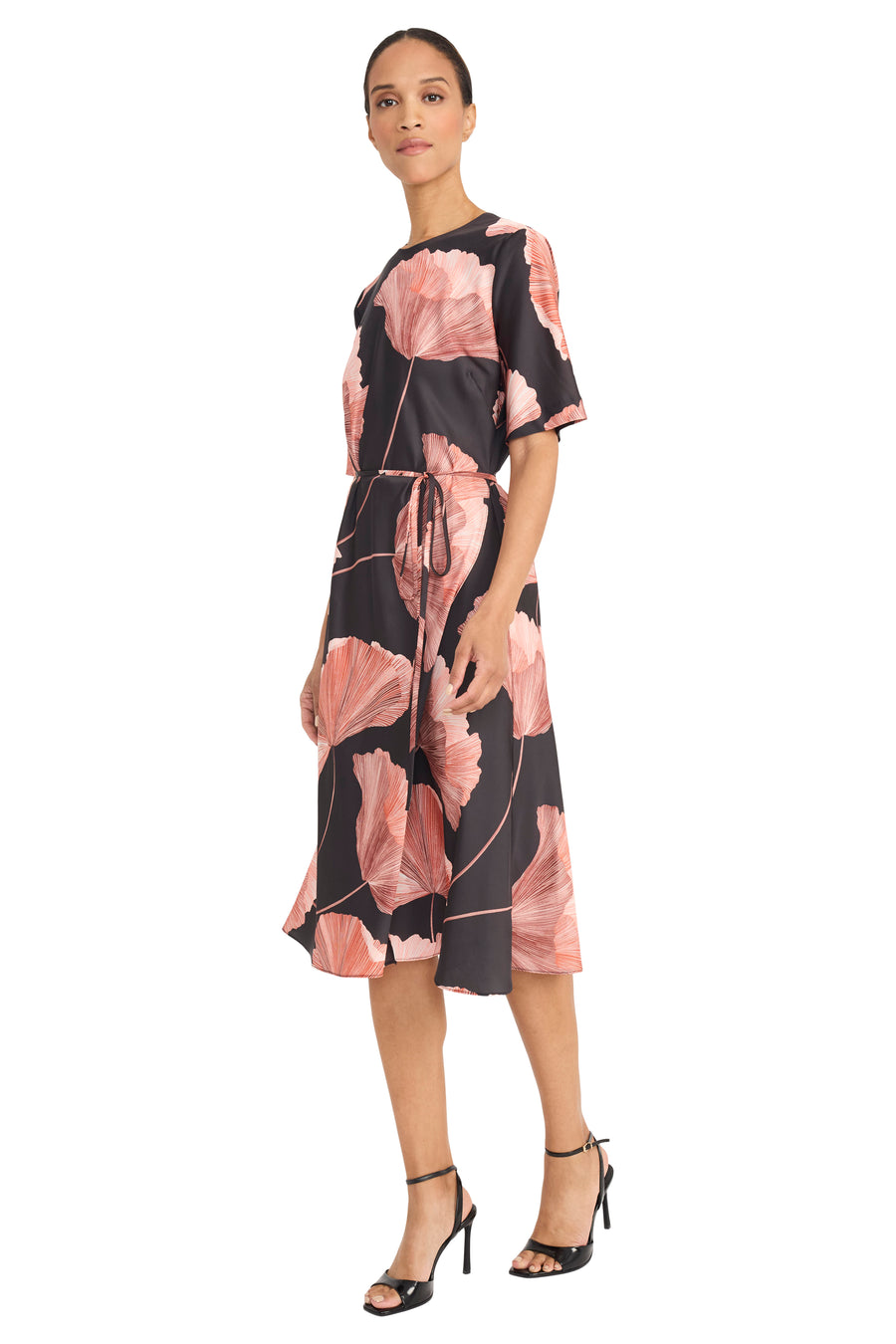 Dominique Midi Fit & Flare Dress Black/Melon / Standard / 6 Dominique Midi Fit & Flare Dress Black/Melon / Standard / 6
