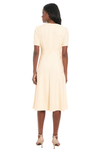 Quill - Cream Below the Knee Fit & Flare Dress