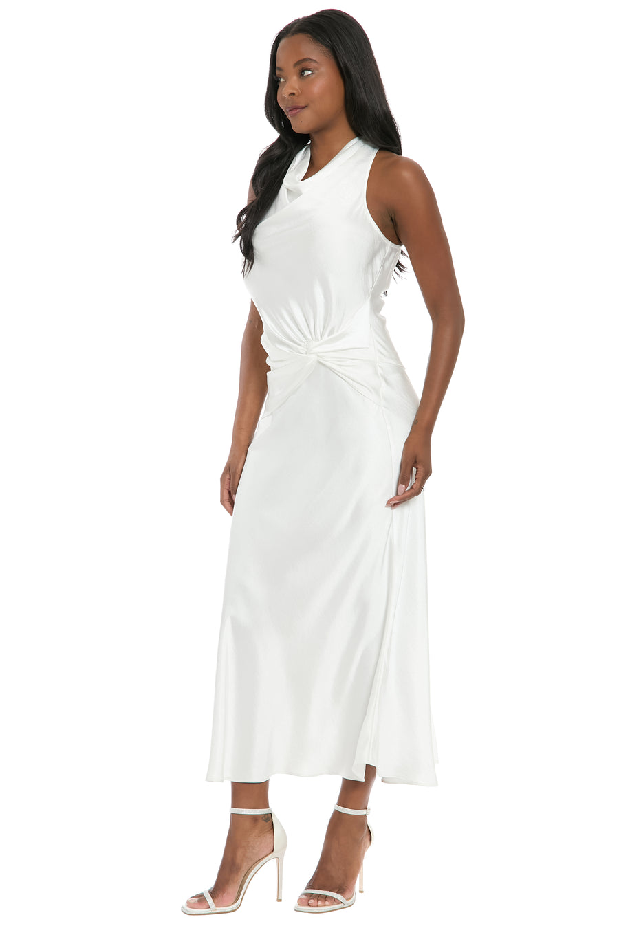Glory Halter Cowl Neck Side Twist Midi White / Petite / 6p Glory Halter Cowl Neck Side Twist Midi White / Petite / 6p