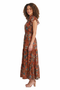 Consuela Cap Sleeve Maxi in Magnolia Vines