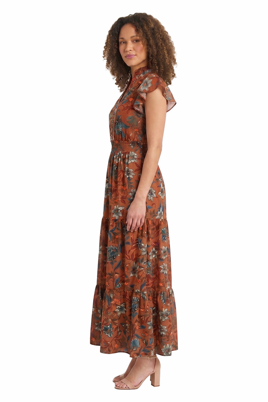 Consuela Cap Sleeve Maxi in Magnolia Vines