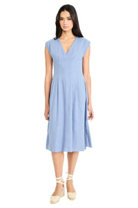 Kora Linen V-Neck Flare Midi