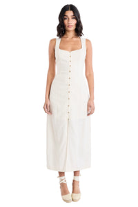 Justin Linen Scoop Neck Button Front Dress