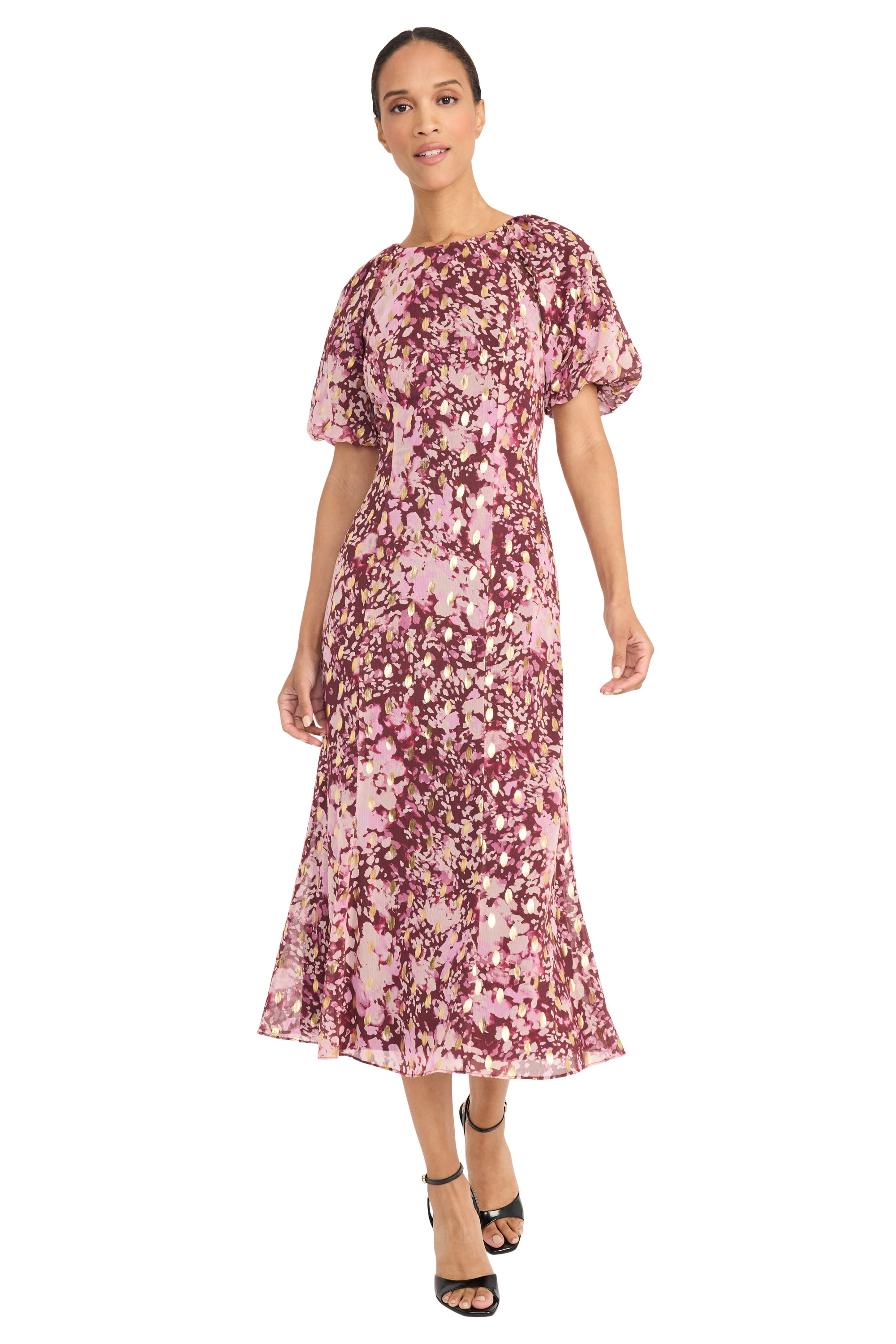 Kiki Puff Sleeve Midi in Abstract Fauna