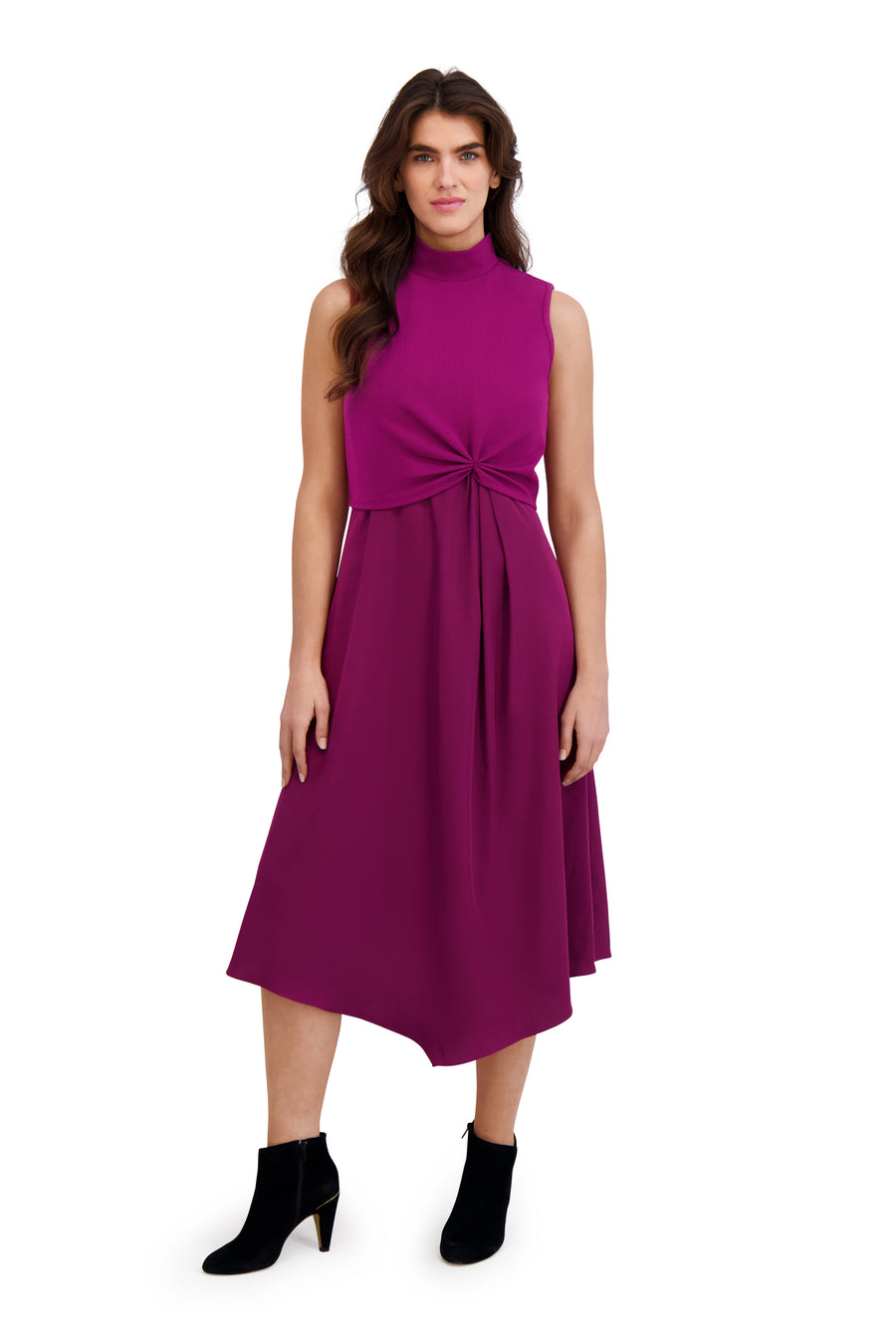 Blakeley Mixed Media Sleeveless Dress A-Line Midi | London Times Maggy London Blakeley Mixed Media Sleeveless Dress A-Line Midi | London Times Maggy London