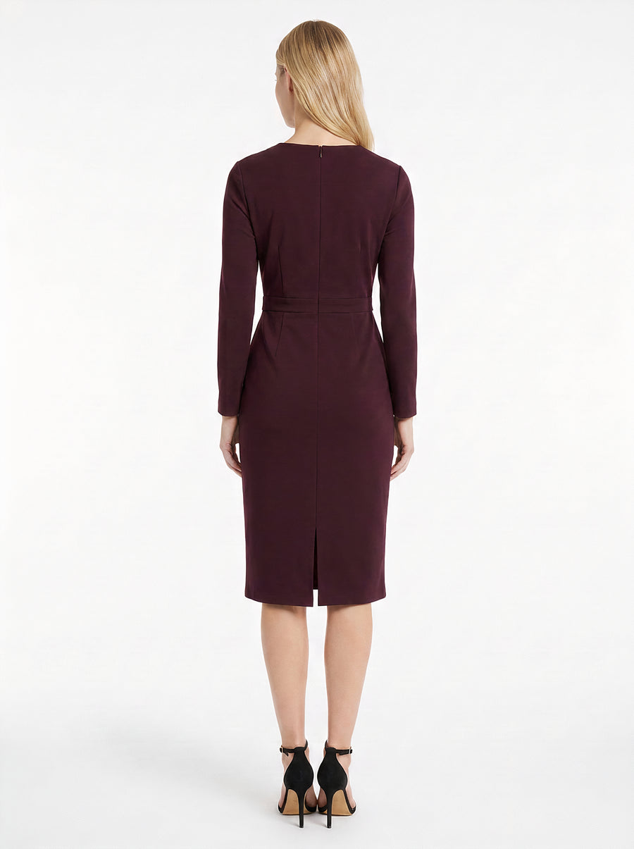 Ginevra Belted Long Sleeve Sheath