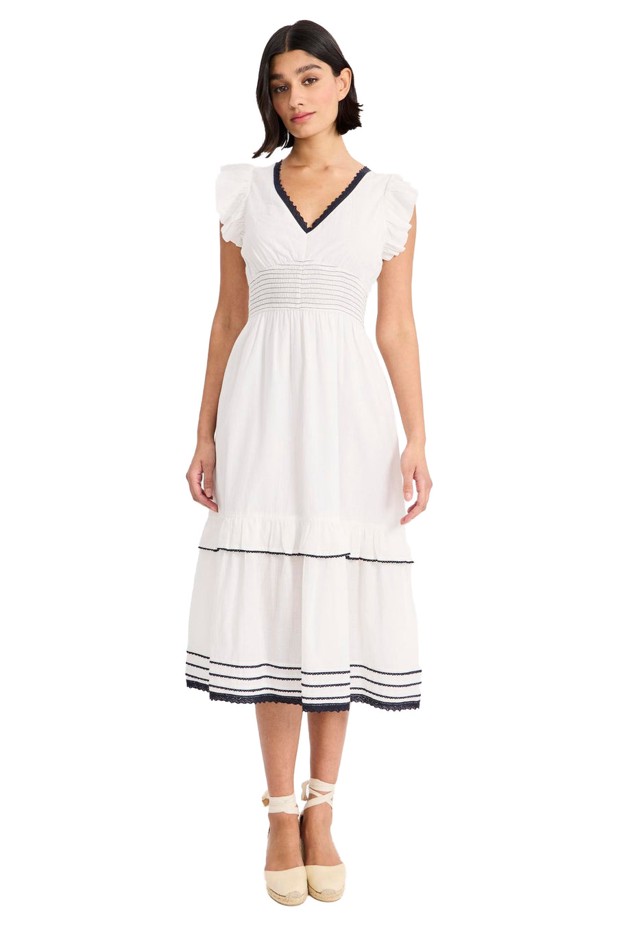 Lissy Cotton Smocked Babydoll Midi