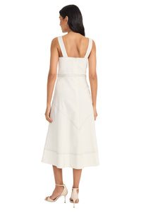 Anika Cotton Topstitch Midi Fit & Flare