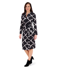 Rhea Collared Side Tie Midi in Bias Plaid