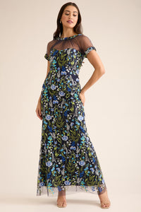 Constance Embroidered Floor Length Skirt in Summer Garden Embroidery