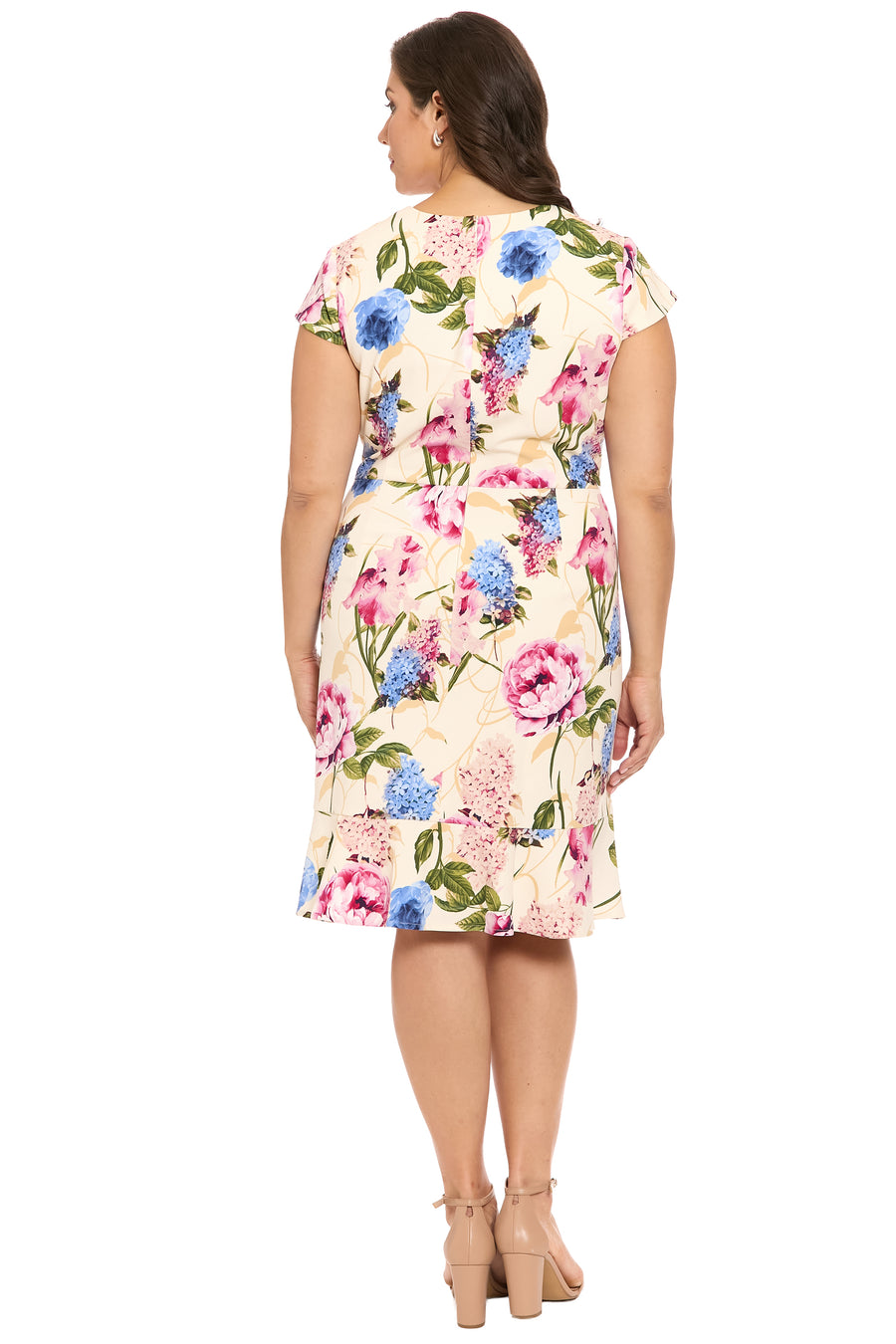 Anne Cap Sleeve Flounce Hem Dress in Floral Perfection