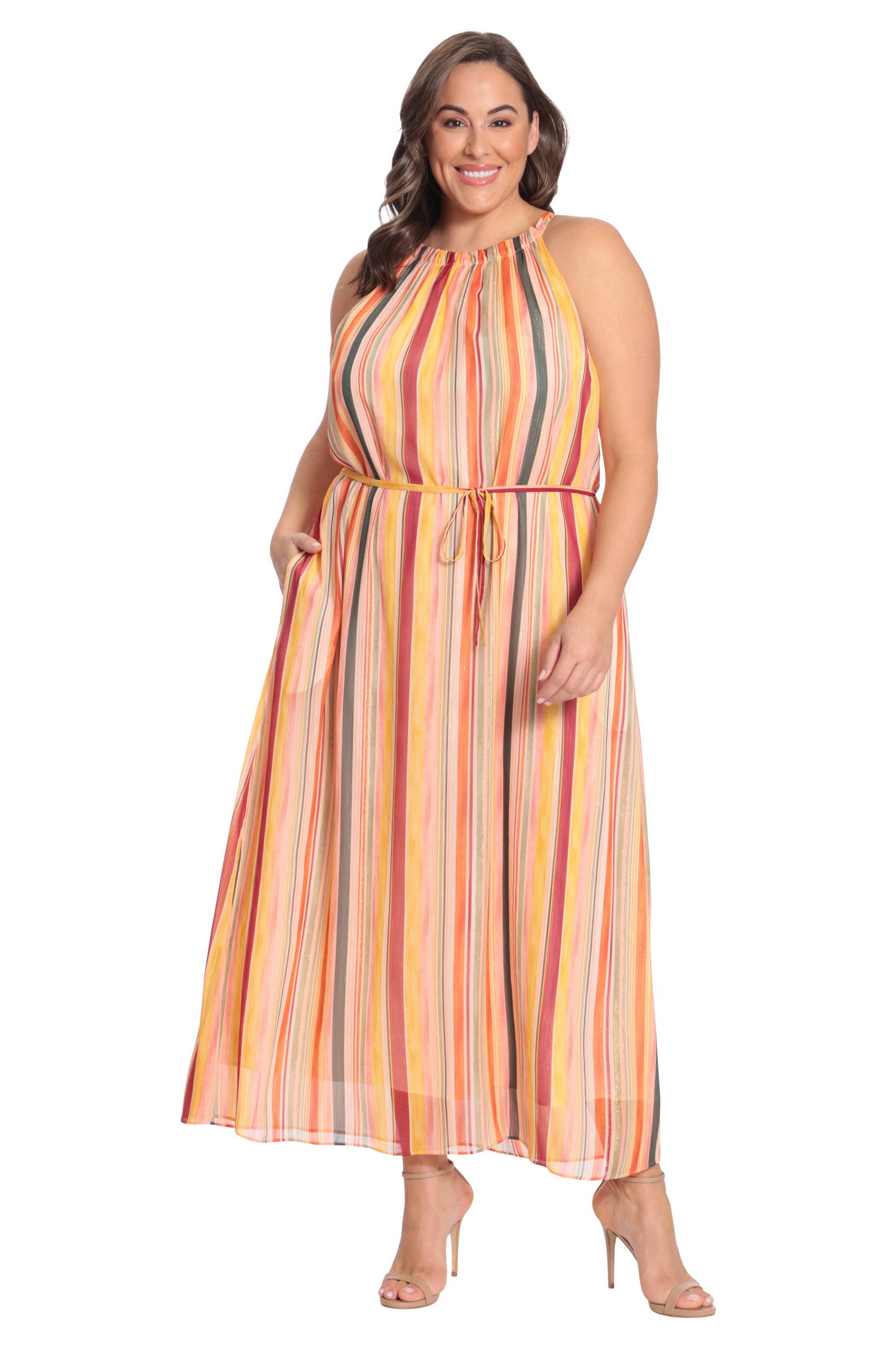 Layla Halter Stripe Maxi in Seville Stripe