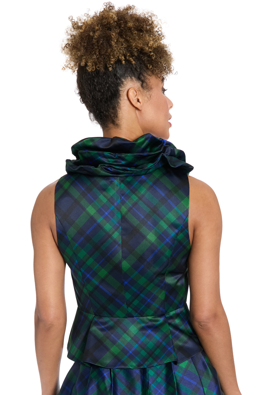 Roosevelt Plaid Top with Triple Ruffle Collar