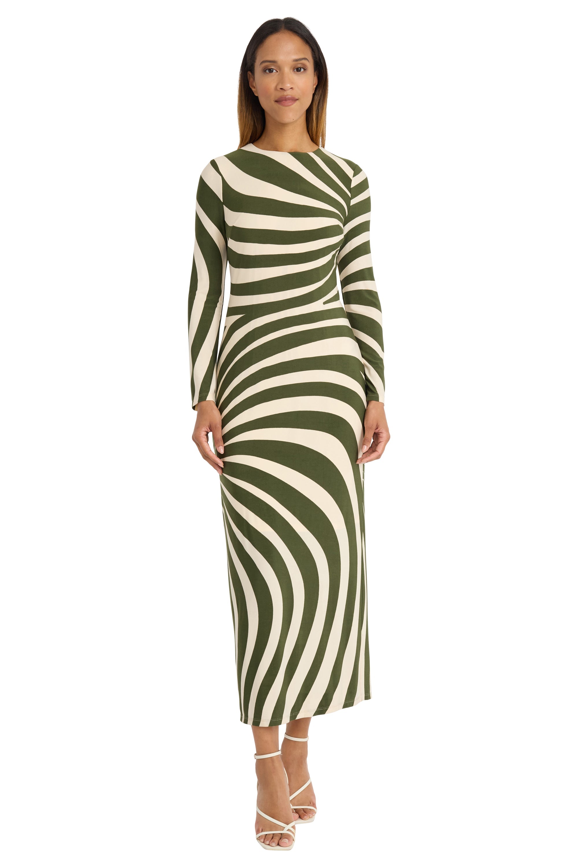 LONG SLV DRESS WITH SCOOP NK & SIDE SLIT – Maggy London