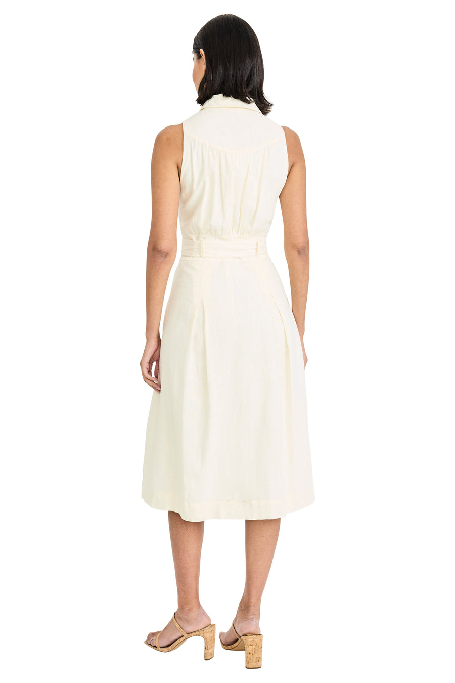 Devin Linen Collared V-Neck Midi A-Line Sleeveless | Maggy London Devin Linen Collared V-Neck Midi A-Line Sleeveless | Maggy London
