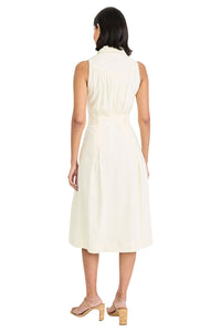 Devin Linen Collared V-Neck Midi