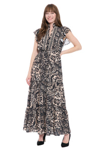 Consuela Cap Sleeve Maxi in Boho Patchwork