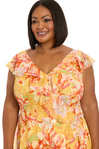 Alessandra Ruffle Faux Wrap Dress in Happy Floral - FINAL SALE
