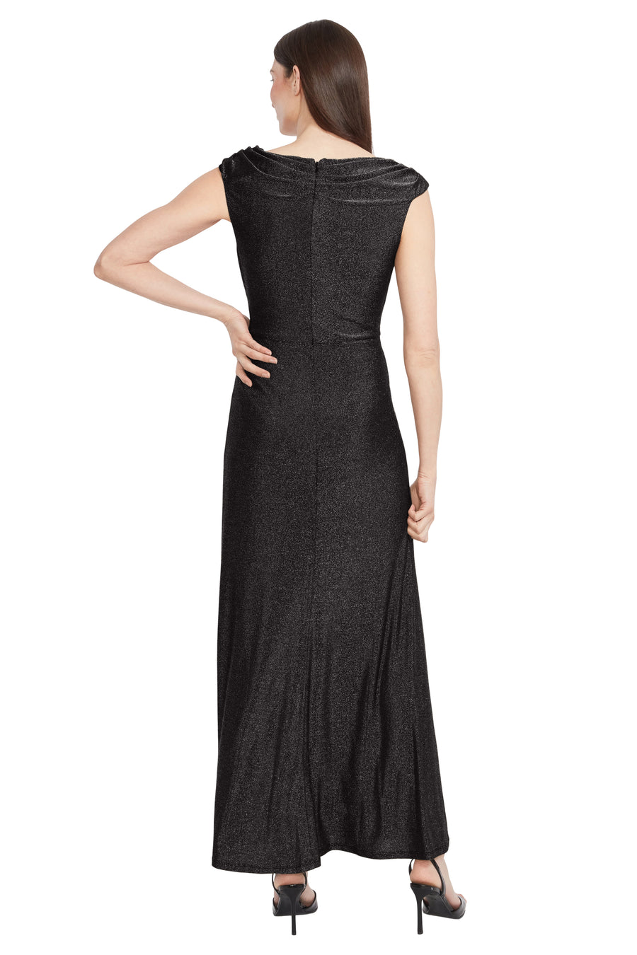 Shannan Metallic Knit Cowl Neck Gown