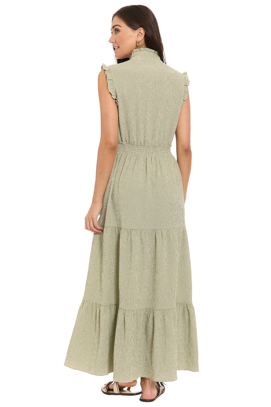Nevis Sleeveless Maxi in Micro Check