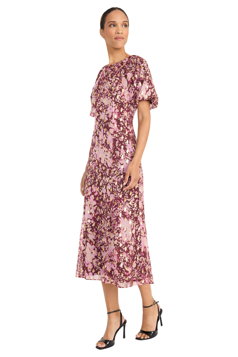 Kiki Puff Sleeve Midi in Abstract Fauna