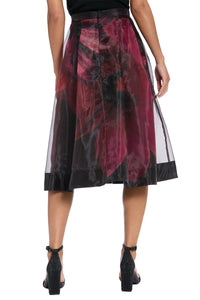 Harlem Pleated Midi Skirt in Bloom Organza
