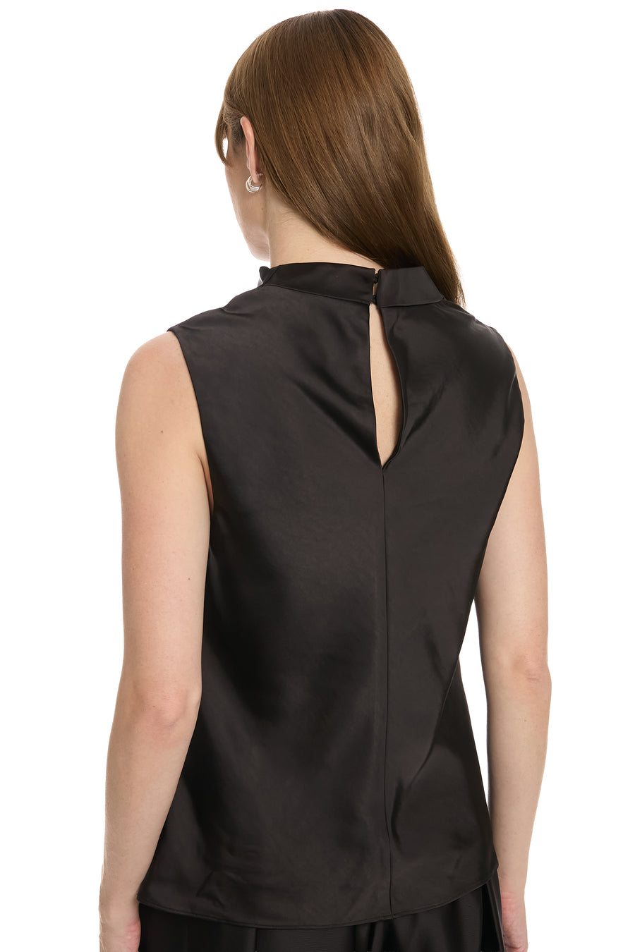 Nica Draped Mock Neck Satin Top