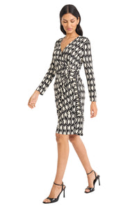 Darcy Wrap in Spectacle Geo Knee-Length Wrap Dress