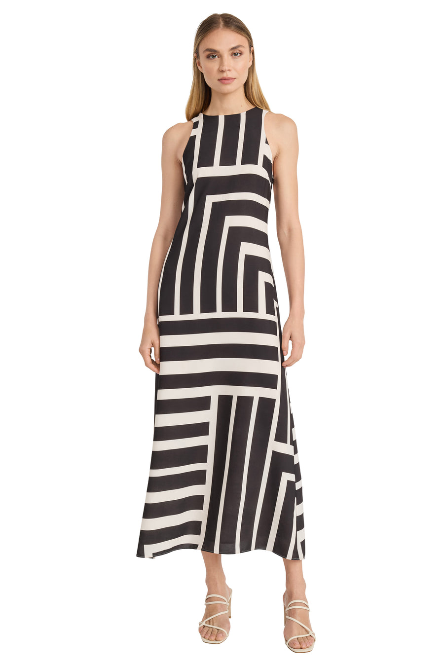 Sleeveless MAXI Dress WITH KEYHOLE BACK CREAM/BLACK / Standard / 0 Sleeveless MAXI Dress WITH KEYHOLE BACK CREAM/BLACK / Standard / 0