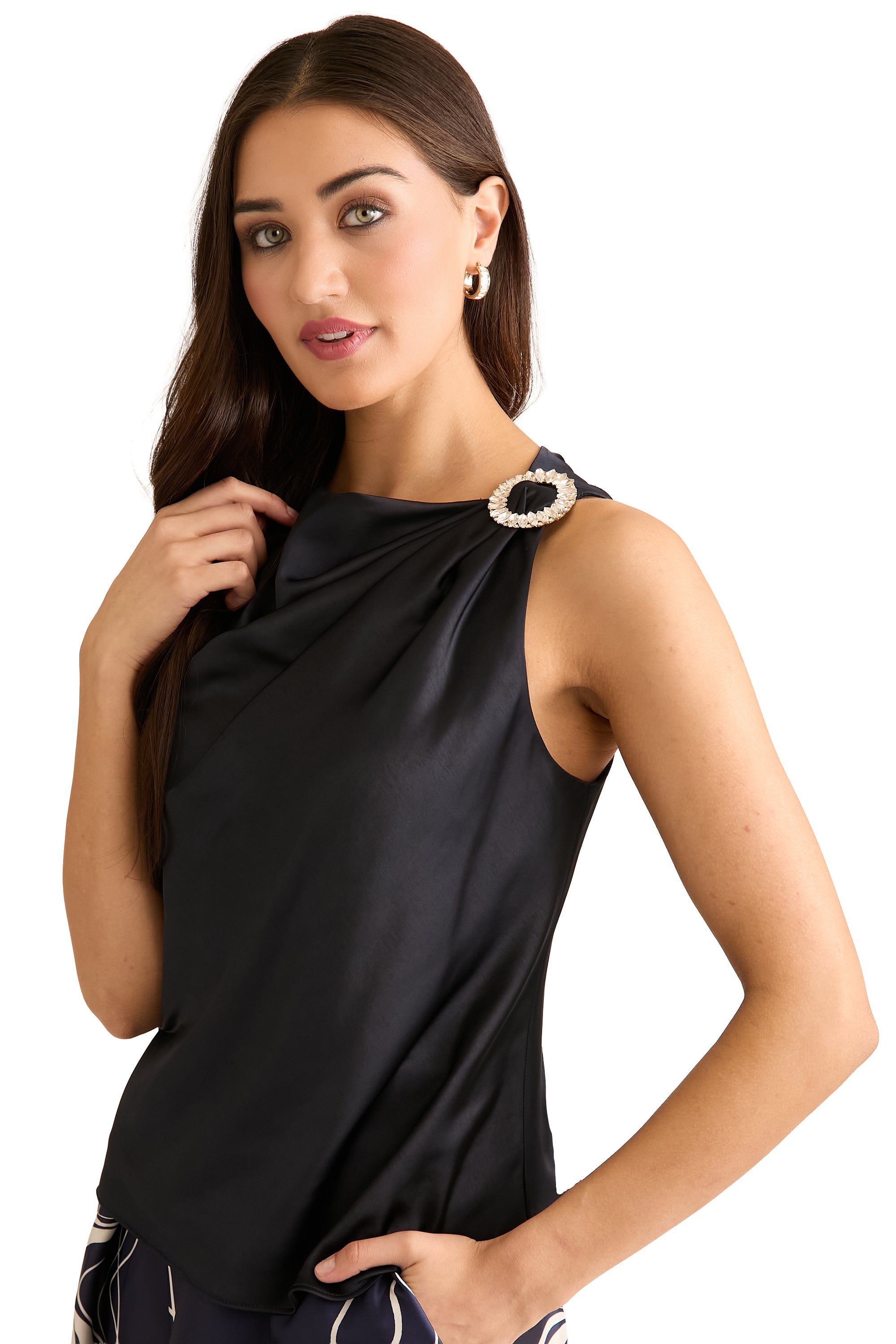 Savoy Draped Front Tank Top – Maggy London