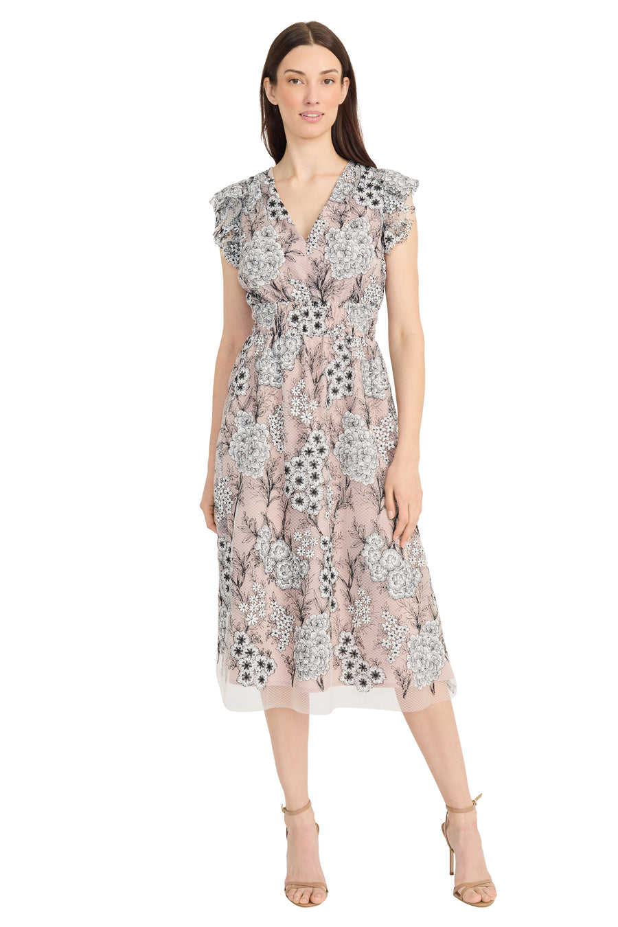 Jemma in Inkwork Embroidered Mesh Fit and Flare | Maggy London Jemma in Inkwork Embroidered Mesh Fit and Flare | Maggy London