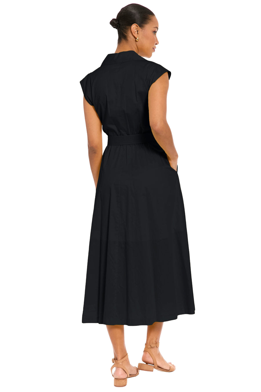 Rosemary Cotton Belted Shirt Dress in Solid