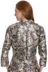 Mayfair Top Pearl Button in Retro Metallic Jacquard