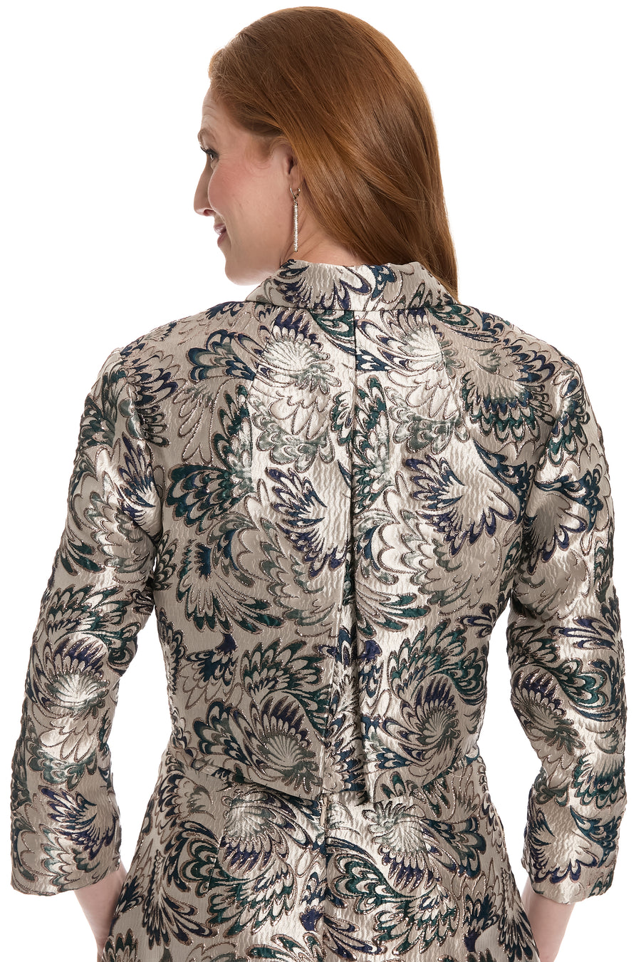 Mayfair Top Pearl Button in Retro Metallic Jacquard