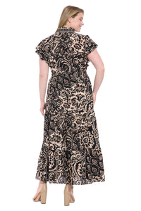 Consuela Cap Sleeve Maxi in Boho Patchwork