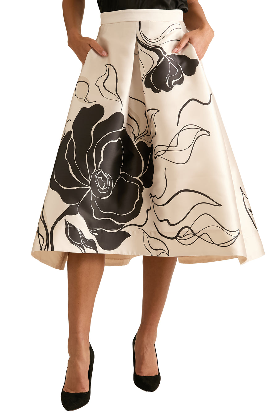 Gramercy Pleated High Low Skirt in Floral Eclipse
