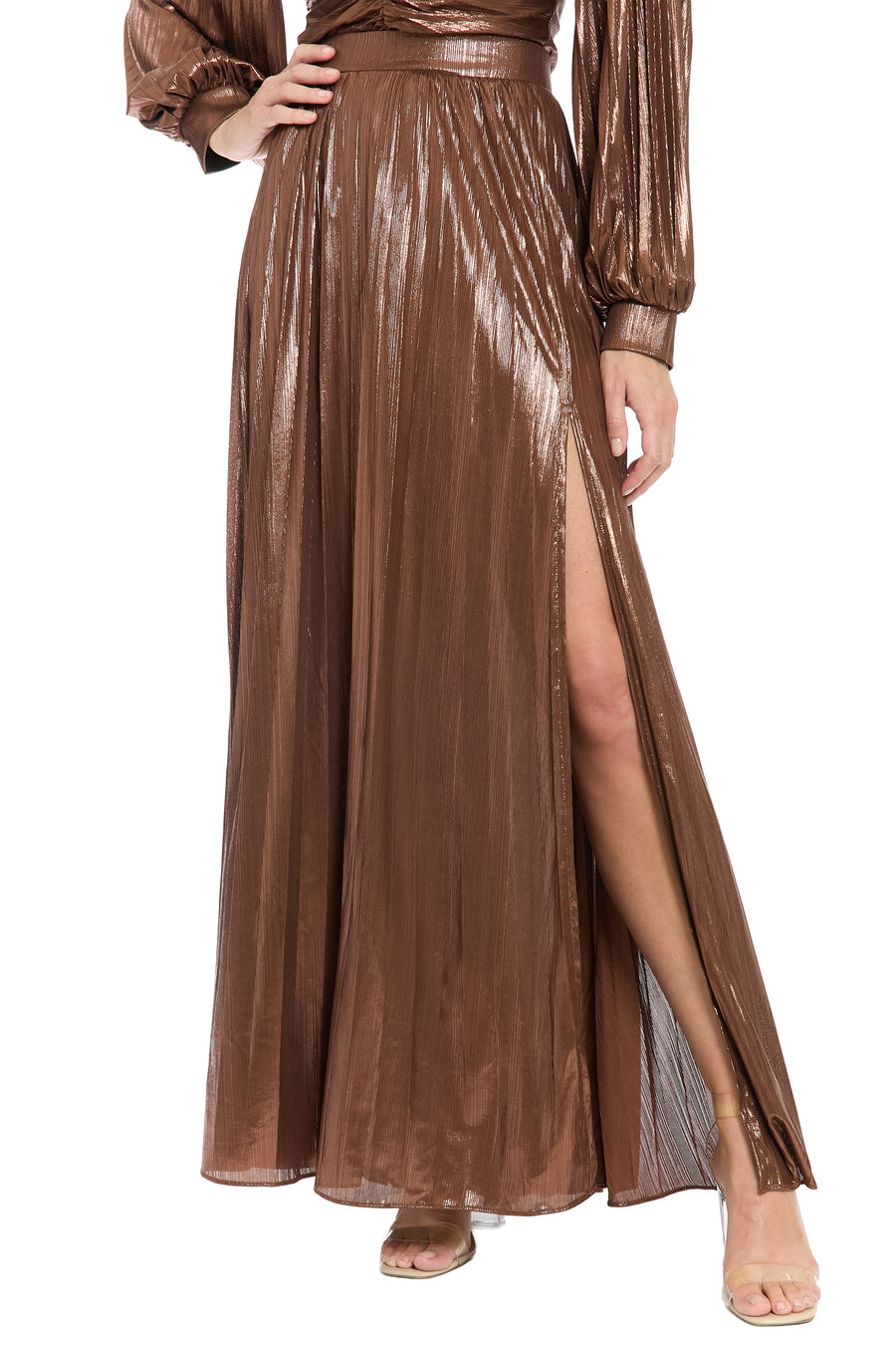Malba Metallic Pleated Maxi Skirt skirt