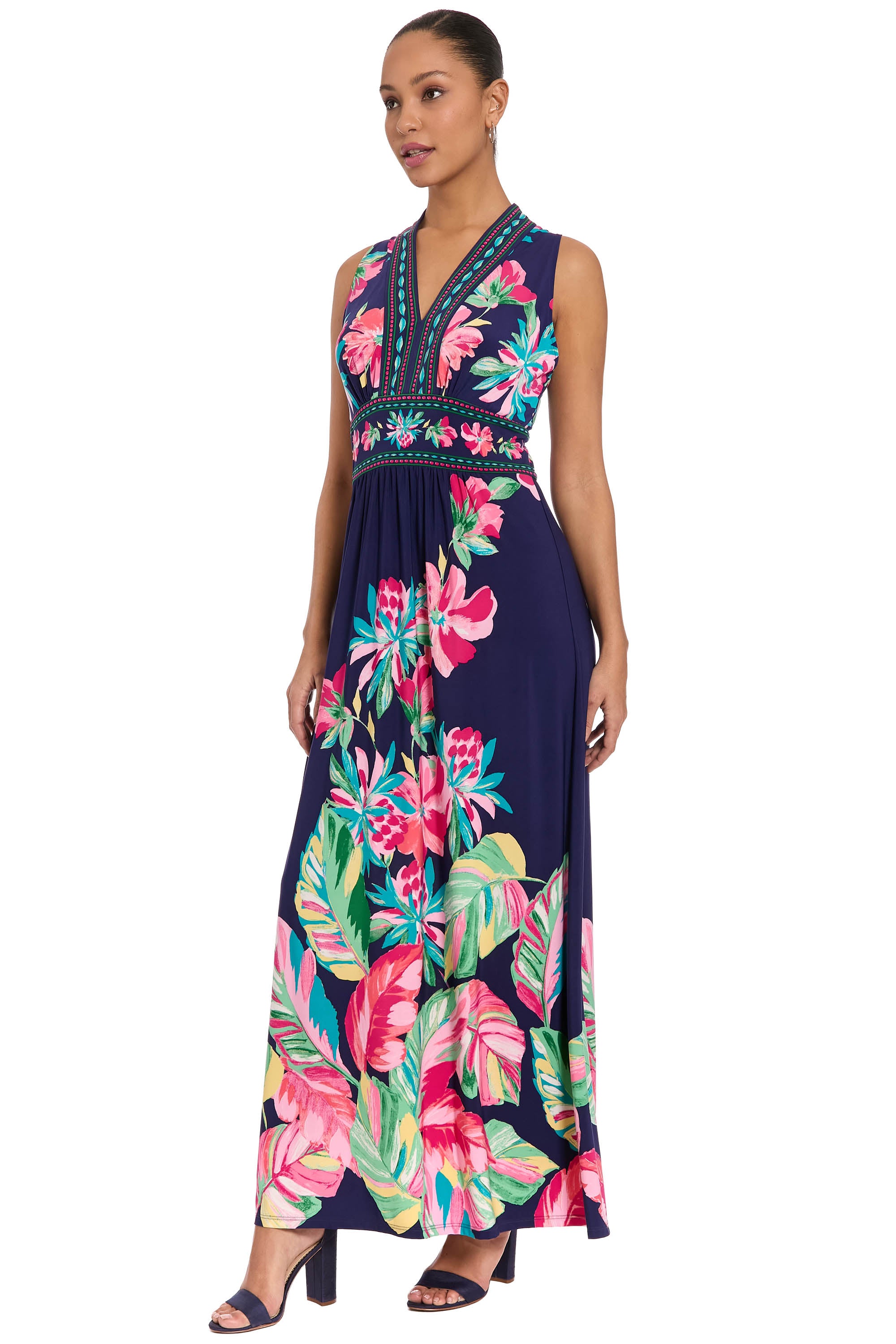 McKay Maxi in Tropical Palms A-Line Sleeveless Dress | London