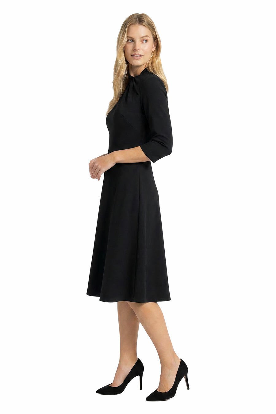 Seylor Twist Neck Fit-and-Flare Dress