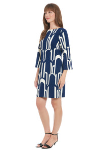 Quin Boat Neck Sheath in Nouveau Geo
