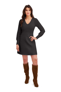Laurel Puff Sleeve Pointelle Sweater Dress