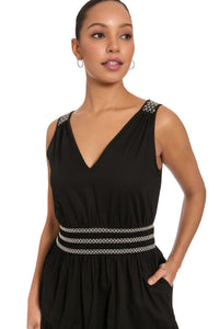 Benita Smocked-Waist Sleeveless Midi