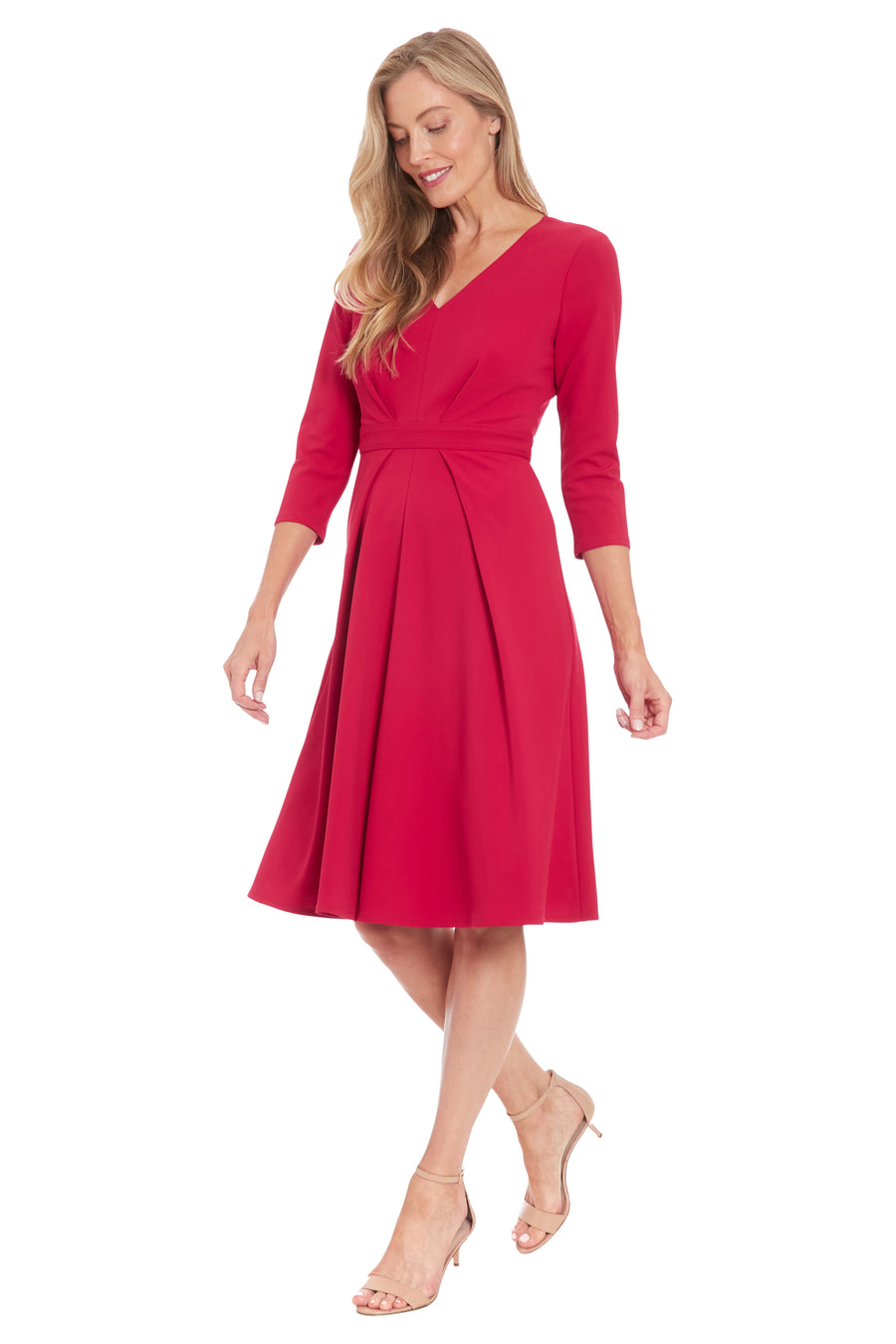 V-Neck Topstitched Flare Dress Maggy London V-Neck Topstitched Flare Dress Maggy London