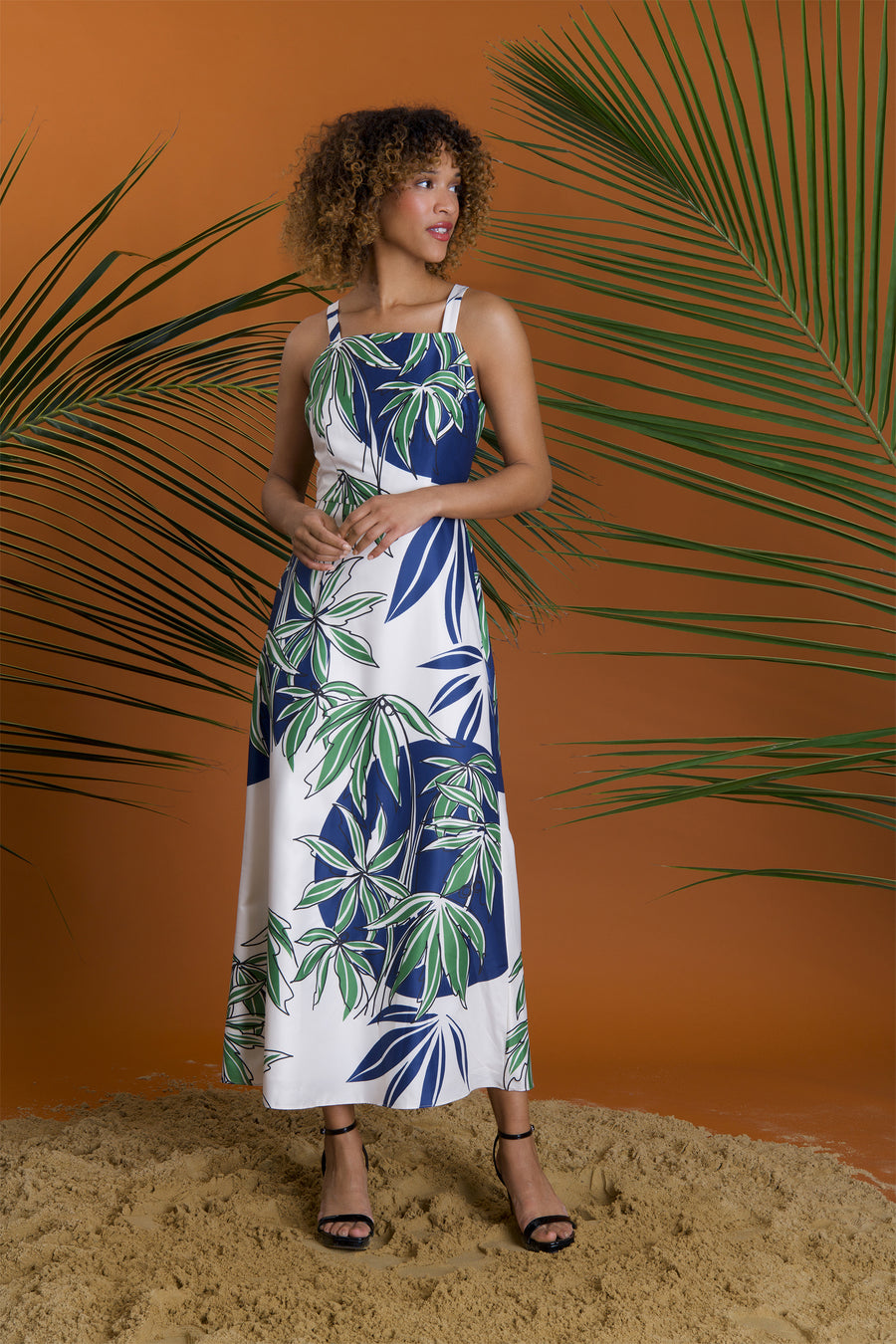 PRINT SLEEVELESS MAXI WITH SQUARE NECK – Maggy London