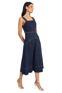 Anika Cotton Topstitch Midi Fit & Flare