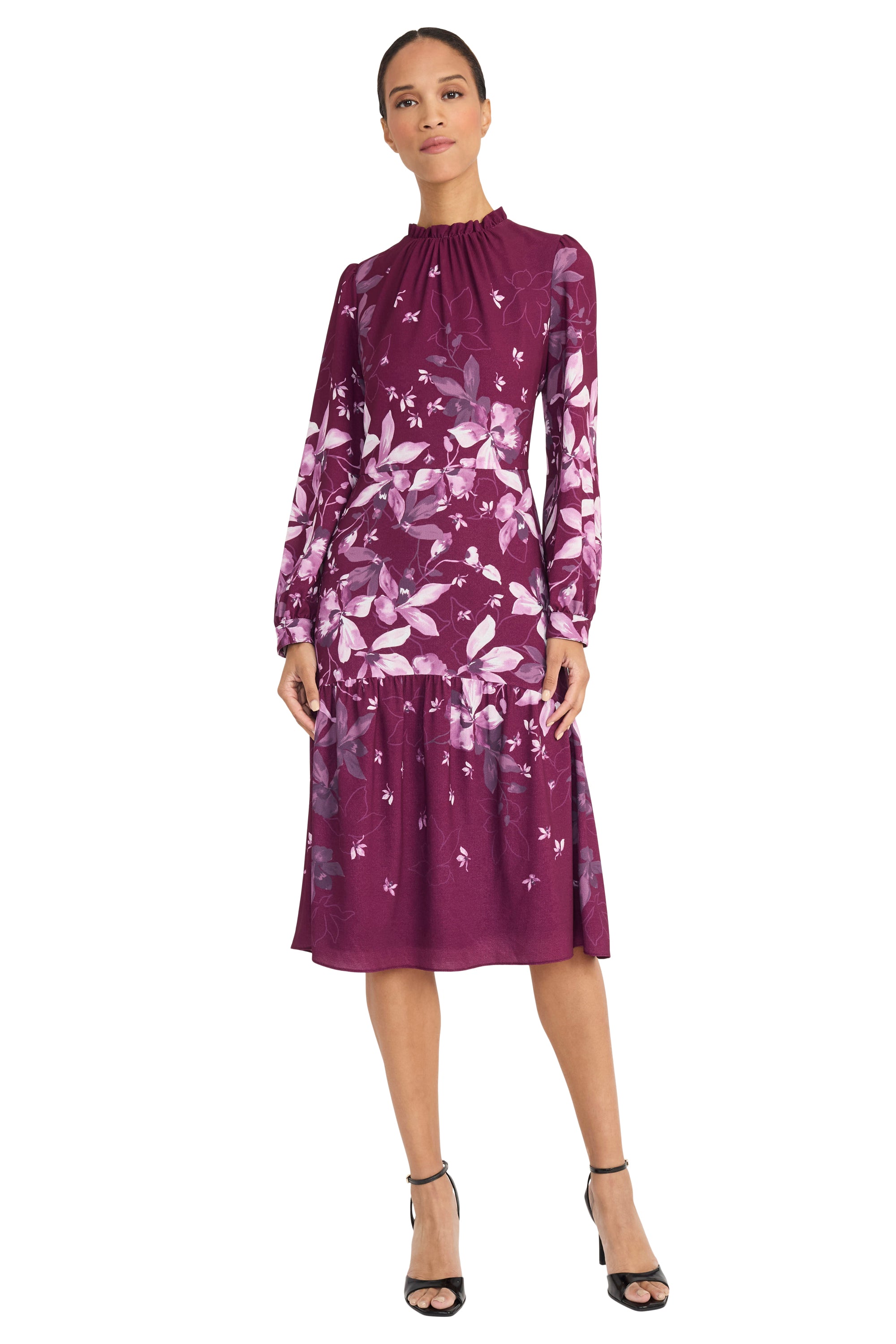 maggy london long sleeve dresses Maggy London Long Sleeve Wrap Dress Women's Dress Navy/Cream : 10